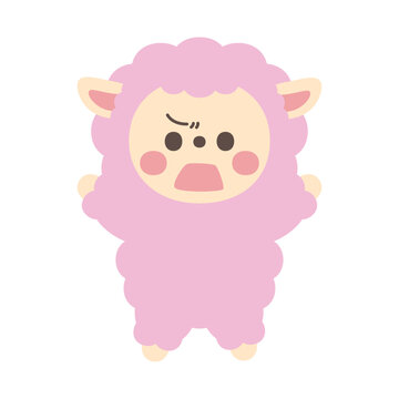 怒るかわいい羊のキャラクターイラスト素材