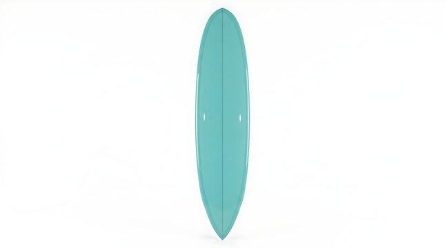 Turquoise surfboard isolated on white background top view