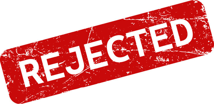 Rejected red grunge rubber stamp watermark seal isolated on white background for document decline and application refusal status.