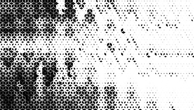 Smooth transition with abstract halftone pattern. Black isolated on white background. Easily resized and recoloured on your discretion. Eps10