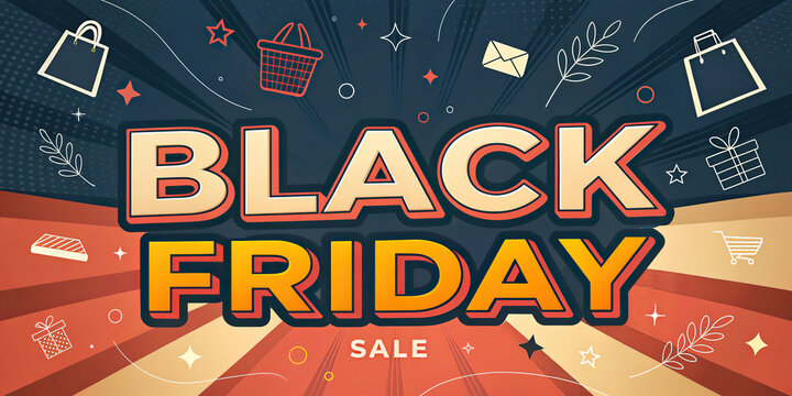 Black Friday Sale Shopping Bags Discount Promotion Retro Banner