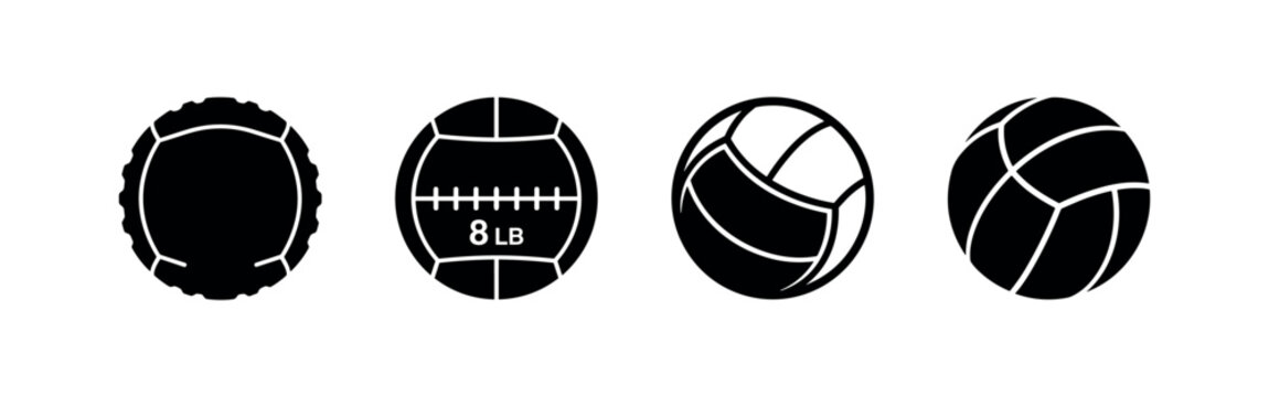 Medicine Ball Fitness Equipment Icons