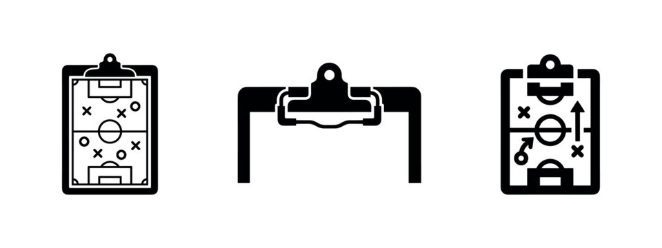 Soccer tactic board and coaching strategy icons