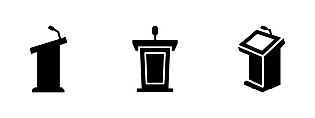Fototapeta na wymiar Podium and Lectern Icons - Presentation and Speech Equipment