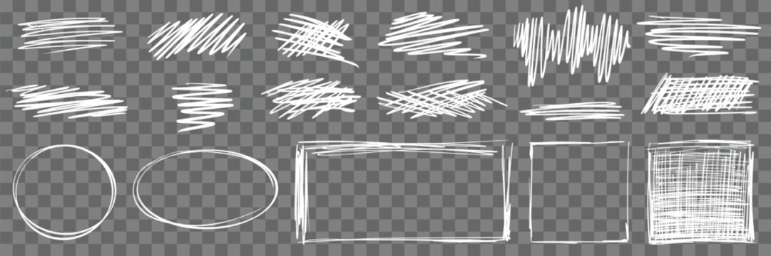 Messy pen scribble pack, white elements