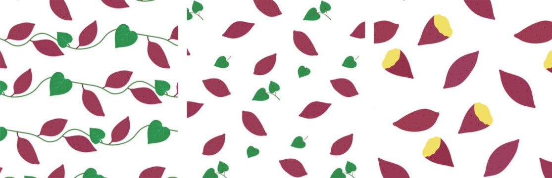 さつま芋を使ったイラストの模様セット