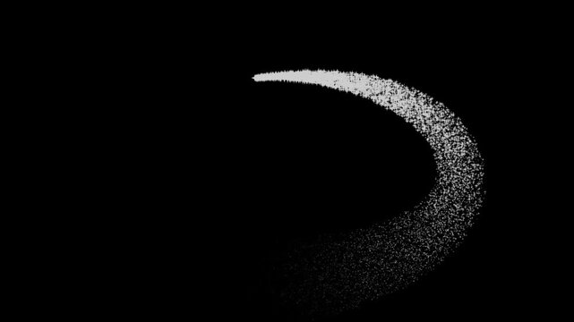 Particle along path white background animated