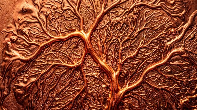 Copper Tree of Life Root Network Abstract Texture