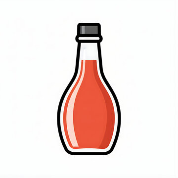 Glass bottle of hot chili sauce isolated on white background vector illustration