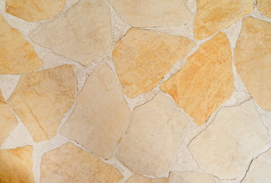 Stone floor mosaic texture, sandstone paving background
