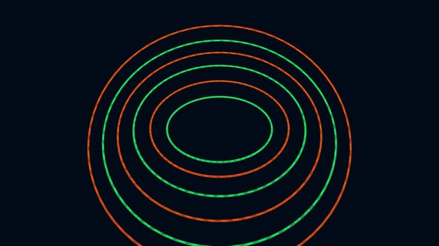 Concentric geometric circles in orange and green color scheme