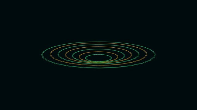 Colorful concentric circles glowing in dark space background
