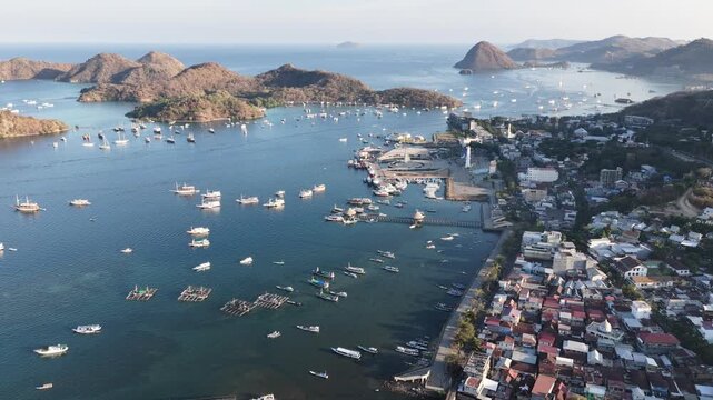 Labuan Bajo Coastline Aerial View at Pede Beach Indonesia