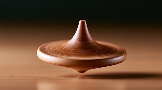 Spinning wooden top showing balance and motion physics