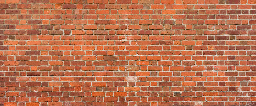 Red brick wall texture background panoramic 