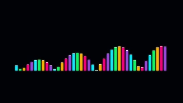 Colorful abstract bar chart illustration with rainbow gradient bars