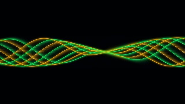 Abstract glowing dna helix strands on dark background