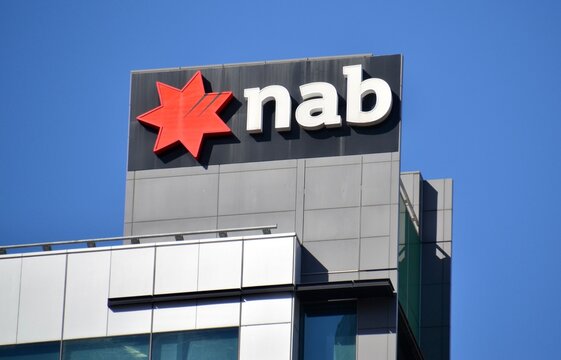 Rooftop sign for the NAB bank headquarters in Brisbane