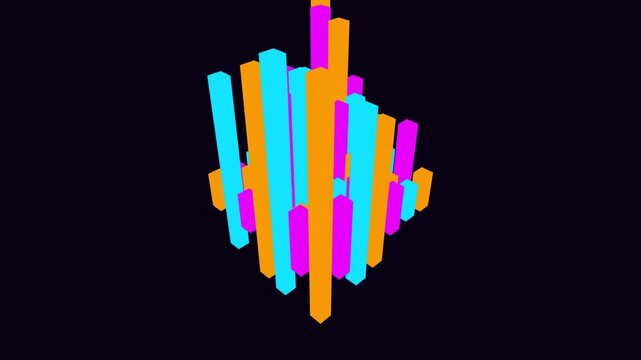 Colorful 3d abstract geometric hand pointing upward against black background
