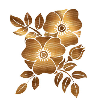 t-shirt print design, illustration of floral leaf t-shirt design. abstract golden color graphic design for apparel clothing . transparent PNG for light and dark color background.