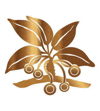 t-shirt print design, illustration of floral leaf t-shirt design. abstract golden color graphic design for apparel clothing . transparent PNG for light and dark color background.