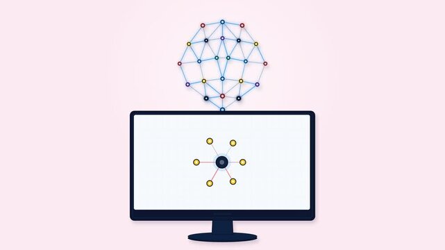 Abstract digital neural network animation representing artificial intelligence and cognitive brain learning processes
