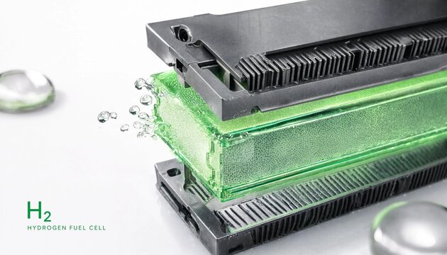 Exploded view diagram of green hydrogen fuel cell stack component layer