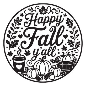 Happy Fall Y'all Autumn Typography Design