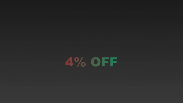Digital discount sale banner showing four percent off in glowing neon text