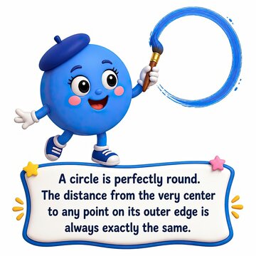 Cleo the Circle: 3D Geometry Facts & Educational Classroom Decor Sticker Pack