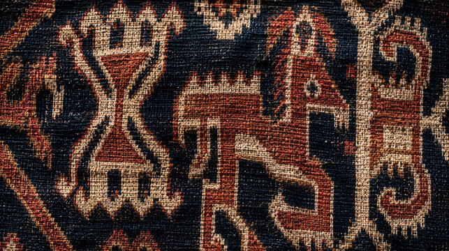 Abstract texture of a highly detailed traditional Sumba woven ikat fabric