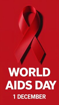 World aids day on 1 december with red awareness ribbon