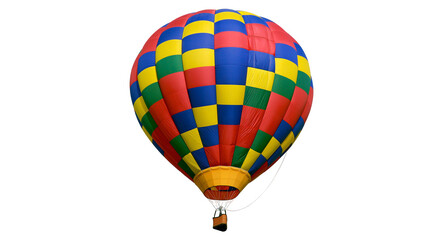 Isolated colorful hot air balloon floating gently in the air adventure travel. © Aoife