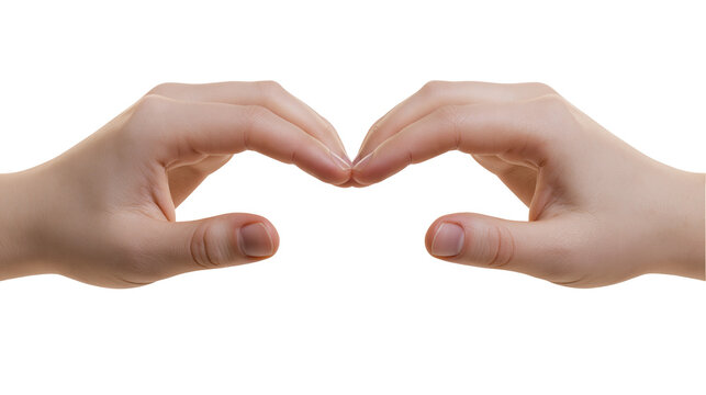 Isolated two adult human hands forming a delicate heart shape as a symbol of love