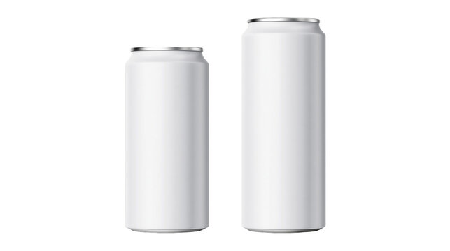 Isolated blank white aluminum beverage soda beer drink cans mockup different sizes packaging