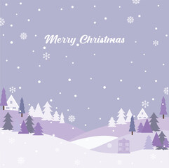 Fototapeta premium Snowy Christmas Winter Village Landscape with Houses Trees and Falling Snow