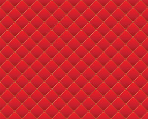 Obraz premium Red diamond shape upholstery luxury background with red buttons with golden border