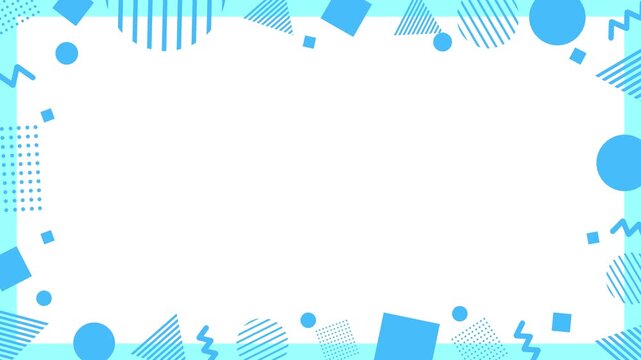 Pop cute and colorful Memphis style geometric frame background