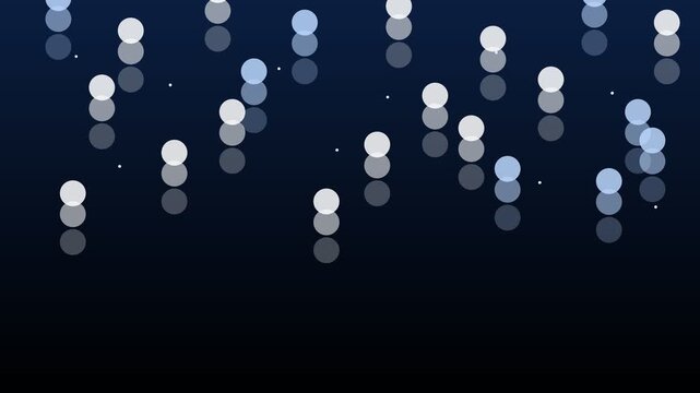 Abstract graphic with multiple vertical columns of blurred circular bokeh spots of varying brightness on a dark gradient .