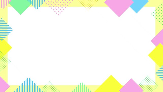 Cute simple and pop style background frame featuring colorful geometric shapes