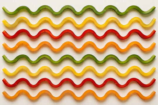 Ondas de pimientos de colores sobre fondo claro