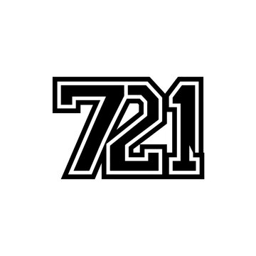 Number 721 Isolated Cut Out Black White Outline Graphic