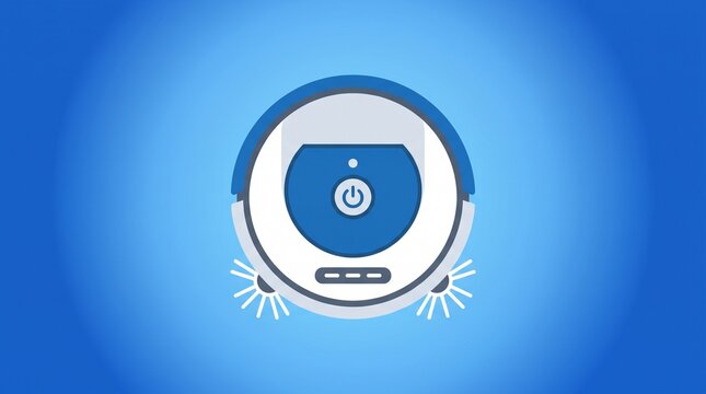 Robotic vacuum cleaner icon flat vector illustration with blue gradient