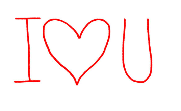 I love you text with heart symbol isolated on transparent background