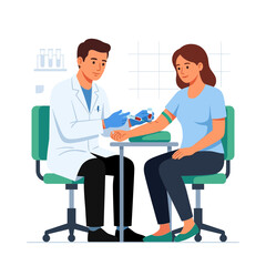 Fototapeta premium Doctor Performing Blood Draw on Patient in Medical Setting, Vector Illustration