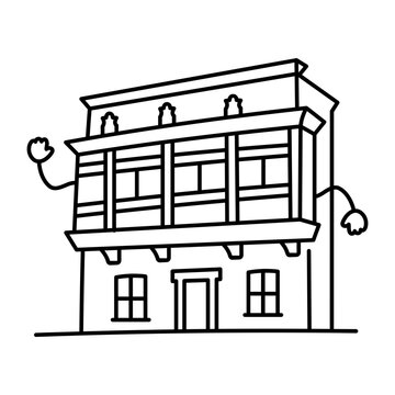 Hand-drawn doodle of torre tagle in thin black outline on white, using simple details and a clean minimal icon style for clear visual recognition.