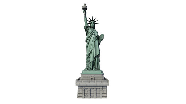 Isolated Statue of Liberty monument, iconic symbol of freedom and democracy in America