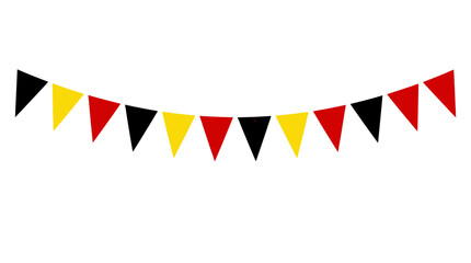 Fototapeta premium Festive Bunting Garland with Red Black and Yellow Triangular Flags