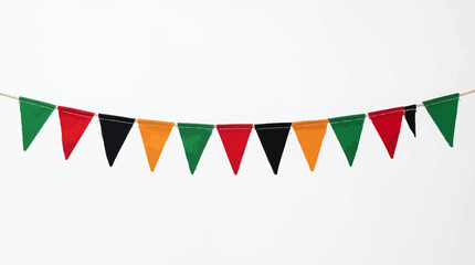 Fototapeta premium Colorful Triangular Bunting Flags Isolated on Transparent Background