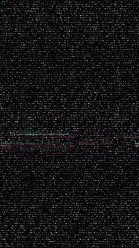 Vertical Retro CRT glitch monitor scanlines VHS glitch interference on black background. 4K animation